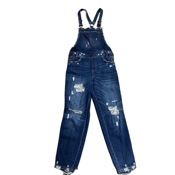 ZARA Trafaluc Denimwear Distressed Straight Leg Overalls Size US Small - Picture 3 of 14